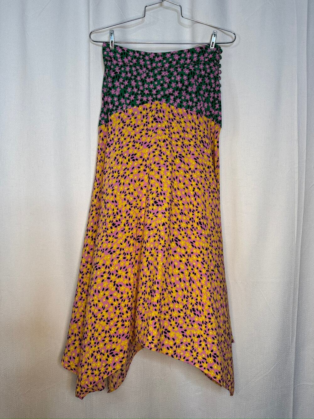426. Topshop Floral Colorblock Handkerchief Maxi Skirt Size US 4